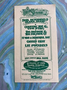1Allen Ginsberg Paul Butterfield Blues Banda de Calor Conservada 78 Tribal Stomp Handbill - Imagen 1 de 4