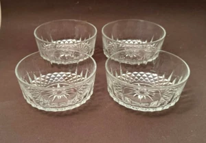 Set of 4 Vintage ARCOROC FRANCE Starburst Diamond Pattern Clear 5” Glass Bowls - Picture 1 of 5