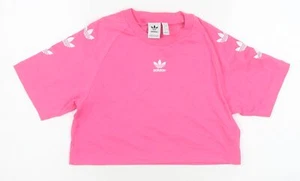 Adidas Women's Pink Cropped T-Shirt - Size 4, Crew Neck - Picture 1 of 12