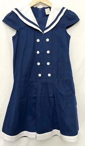 250070 Girls 10 GYMBOREE Blooming Nautical Blue S/S Sailor Twill Dress NWT - Picture 1 of 3