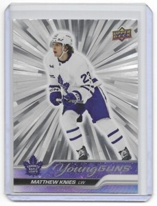 MATTHEW KNIES 2023-24 UPPER DECK SERIES YOUNG GUNS OUTBURST SILVER SP RC #222 1