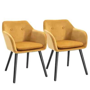 Esszimmerstühle 2er Set modern gepolstert Stoff Samt-Touch Freizeitstühle mit - Bild 1 von 11