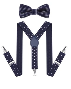 Kids Suspenders and Bowtie Set Adjustable Straps for Boys Ring Bearer Formal New - Picture 1 of 4