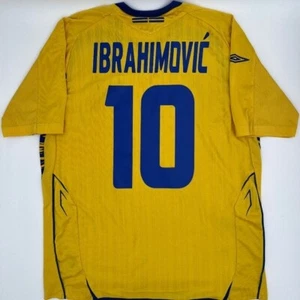 Ibrahimovic #10 Sweden 2007/2008/2009 Home ORIGINAL Umbro Soccer Jersey (L) - Picture 1 of 8