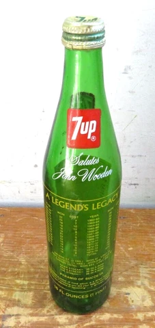 7-up Glass Commemorative Bottle John Wooden UCLA BRUINS NCAA Championships Cover