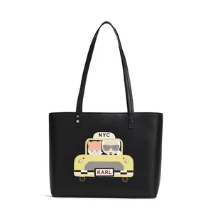 NWT Original $230 Karl Lagerfeld Maybelle Taxi Tote Bag Black NYC Cat Kitty - Picture 1 of 11