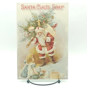 Santa Clause Soap Tin Metal Poster Sign Vintage Style Retro 9"x 6" - Picture 1 of 3