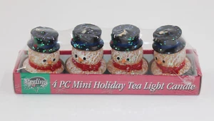 Sterling 4 Pc Mini Snowman Tea Light Candles Christmas Home Decor Holiday NOS - Picture 1 of 10