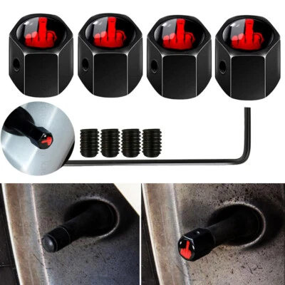 4x Middle Finger Anti-theft Car Wheel Tire Valve Stem Air Cover Caps Accessories - Image 1 of 4