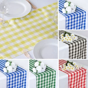 12 Buffalo Plaid GINGHAM POLYESTER TABLE RUNNERS 14x108" Wedding Party Catering - Picture 1 of 51