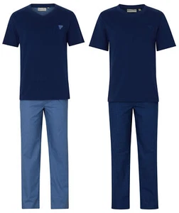 Conjunto de pijamas para hombre 100 % algodón caminante Reid pijamas jersey parte superior patrón diamante parte inferior - Imagen 1 de 12