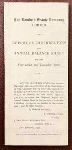 Informe y balance de directores de Lambeth Estate Company 1930 - cuentas de 1929 - Imagen 1 de 3