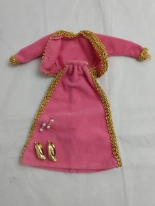 Vintage Barbie Clone Pink Maxi Skirt + Jacket w/Gold Trim Accessories 1960s - Picture 1 of 7