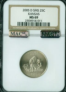 2005 D KANSAS QUARTER NGC MS69 SMS PQ MAC FINEST REGISTRY MAC SPOTLESS * - Picture 1 of 2
