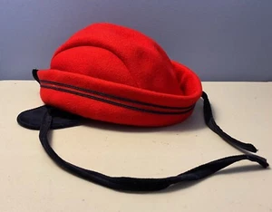 NEW Vintage ROTHSCHILD Girls Wool Red Hat Sz 6 Black Covers Ears And Ties 1960’s - Picture 1 of 6