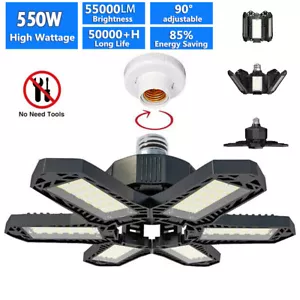 550W LED Garage Light 55000LM Super Bright Shop Ceiling Light Deformable Bulb AU - Picture 1 of 17