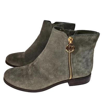 Michael Kors Suede Lainey Flat Zipper Bootie Ivy Green Size 8-1/2M - Image 1 of 4