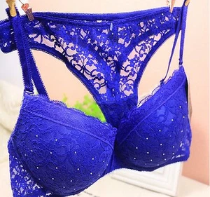 Set reggiseno e perizoma donna lussuoso eleganza pizzo pieno floreale push up 34,36,38,40C - Foto 1 di 12