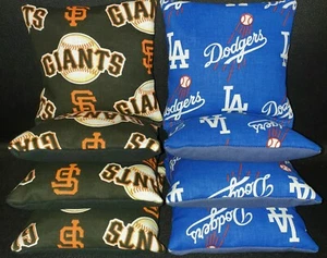 Set of 8 Dodgers Giants Cornhole Bean Bags FREE SHIPPING - Picture 1 of 5