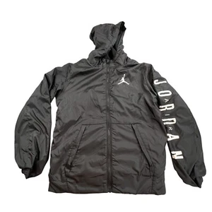 Nike Air Jordan Boys Size 12/13 L Spell out Sleeve Print Hooded Puffer Jacket - Picture 1 of 15