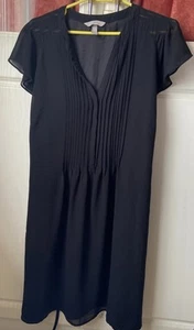 Women's Size 16 H&M black pleated front button v-neck Dress - Picture 1 of 13