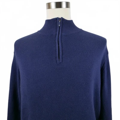 Jos A Bank Mens Knit Cotton 1/4 Zip Navy Blue Pullover Sweater Small - Image 1 of 4