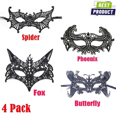 4Pccs Maske Für Spitzenaugen Maskerade Gesicht Jalousien Rabt Halloween ? - Bild 1 von 4