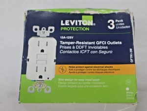 Leviton 15 Amp Selbsttest SmartlockPro Slim GFCI Duplex Steckdose, weiß (3er Pack) - Bild 1 von 3