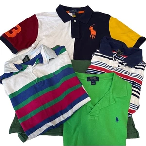 Polo Ralph Lauren Boys Set Of 4 Polo Shirts Size L 14-16 Lg Pony Striped - Picture 1 of 5