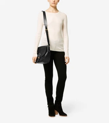Cole Haan Loralie Saddle Bag, Black Pebbled Leather, Shoulder/Cross Body - Image 1 of 4
