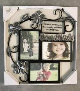Fetco Home Decor GRANDKIDS Photo Picture Frame Collage 14x13” Metal 4x6 Photos - Picture 1 of 4
