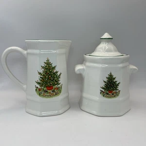 Pfaltzgraff CHRISTMAS HERITAGE Creamer and Sugar Bowl with Lid Tree - Picture 1 of 13