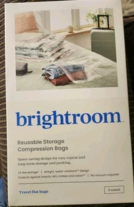 Lot Of 3 Large 5pc Compression Travel Bags Clear Brightroom Clothing Space Saver - Picture 1 of 2