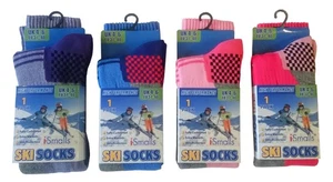 Kids Thermal High Performance Ski Socks & Extra Cushioning 2 Pair Pack - Picture 1 of 5