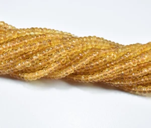 AAA Rondelle citrino naturale sfaccettate pietre preziose sciolte 4 mm 13 pollici 1 spiaggia - Foto 1 di 6