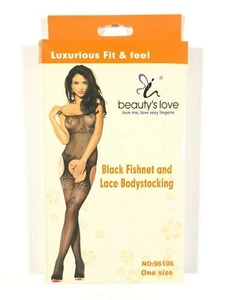 Fishnet and lace bodystocking one size black - Picture 1 of 1