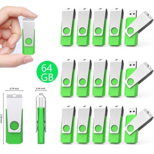 Lote de unidades flash USB verdes de 64 GB memorias de almacenamiento unidades de pulgar disco en U - Imagen 1 de 17