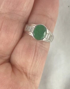 Diamant Smaragd 750 Weißgold Ring Größe 59- mit Zertifikat - Bild 1 von 6