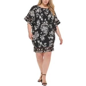 Jessica Howard Womens B/W Floral Cocktail And Party Dress Plus 20W BHFO 1444 - Picture 1 of 2