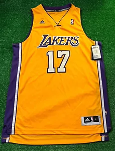 New ADIDAS LA LAKERS #17 ANDREW BYNUM YELLOW JERSEY ADULT LARGE LENGTH +2 NWT - Picture 1 of 5