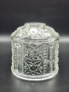 Vintage Indiana Glass Fairy Lamp Clear Stars and Bars Replacement Top Only - Picture 1 of 8