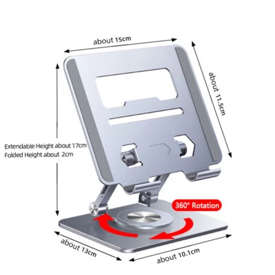 360° Rotation Aluminum Tablet Stand Foldable Holder Adjustable For iPad iPhone - Image 1 of 4