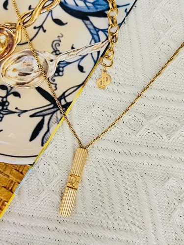 Collana Christian Dior Vintage Anni 90 Monogramma Logo Trotter Rettangolo Pendente