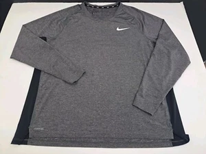 Nike Dri-FIT Tight Fit Long Sleeve Training Shirt Blk/Grey XXL #5666 - Picture 1 of 9