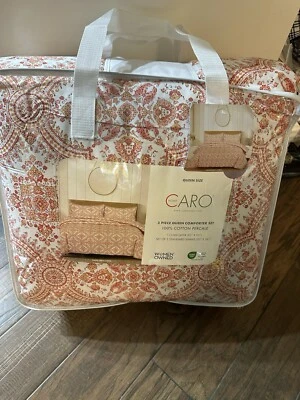 Nuevo Juego de Edredón Caro Home Santorini Coral Medallion Coral Queen 3 piezas Foto 1 de 4