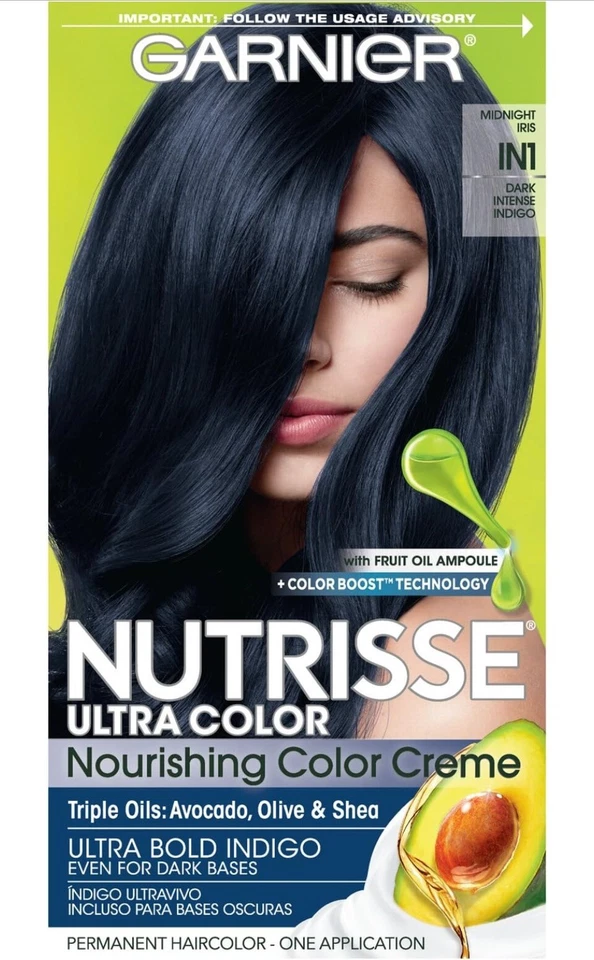 Color de cabello permanente Garnier Nutrisse IN1 OSCURO INTENSO ÍNDIGO Foto 1 de 1