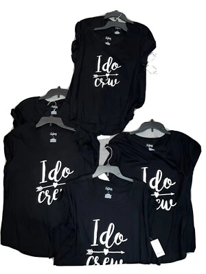 Camisas de Dama de Honor I Do Crew *Lote de 6* Negras NUEVAS Regalos de Boda Fiesta S M y L Foto 1 de 3