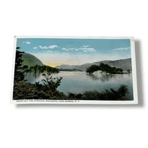 Postcard Indian Bay and Elephant Mountain Lake George New York White Border D50 - Picture 1 of 2