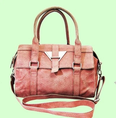 BCBG MAXAZRIA Light Pink Snake Leather Satchel Shoulder Bag - Изображение 1 из 4