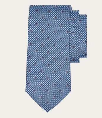 Corbata Salvatore Ferragamo para hombre 100 % seda azul claro estampado Gancini - nueva nunca usada Foto 1 de 4